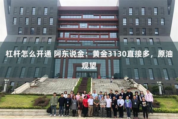 杠杆怎么开通 阿东说金：黄金3130直接多，原油观望