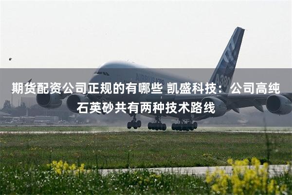 期货配资公司正规的有哪些 凯盛科技：公司高纯石英砂共有两种技术路线